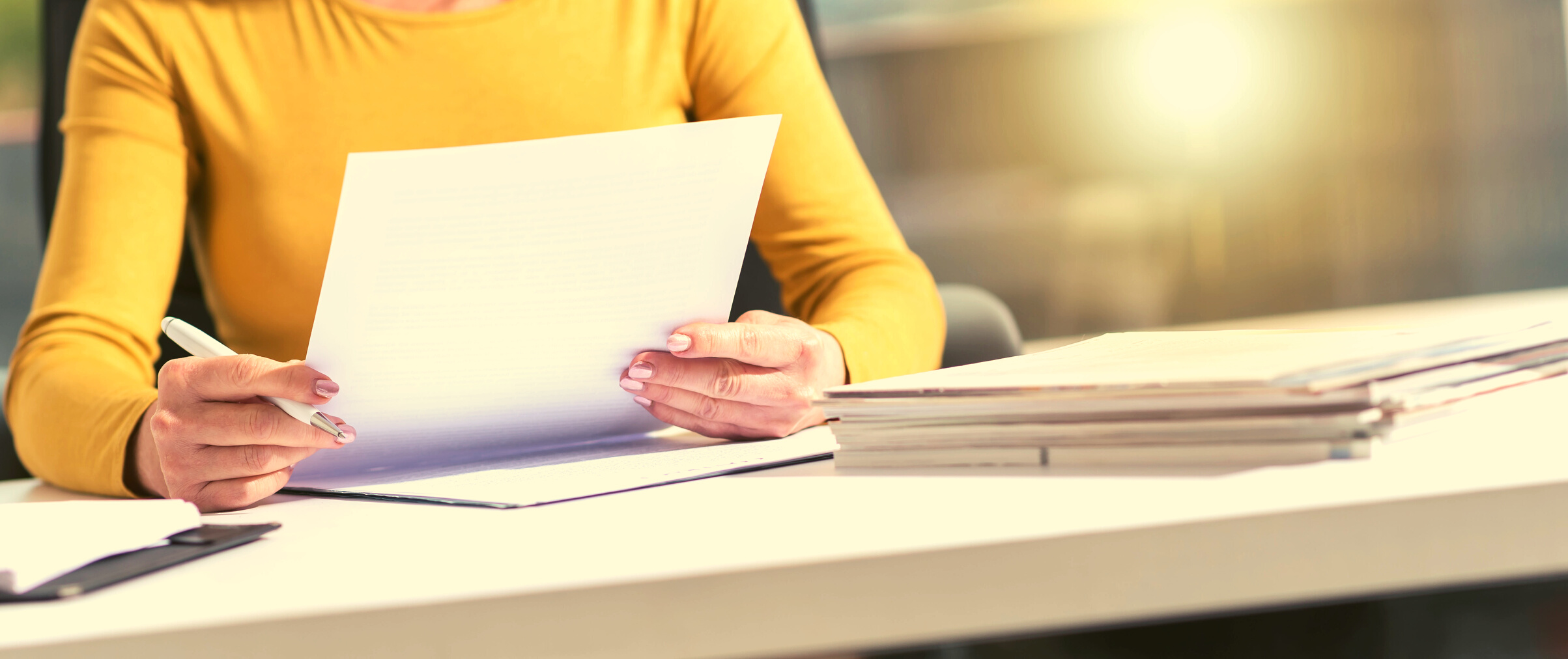 Businesswoman checking document